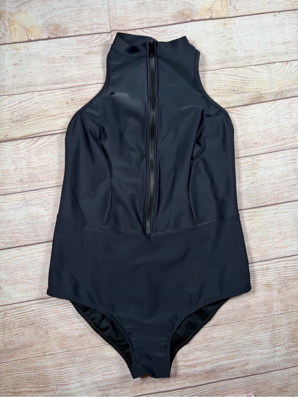 Daniela‎ Corte High-Neck Black Zip Front One-Piece Swimsuit
